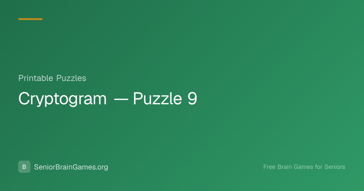 Cryptogram — Puzzle 9 | SeniorBrainGames